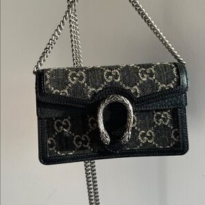 Gucci Black and Gold Dionysus GG Crossbody Bag